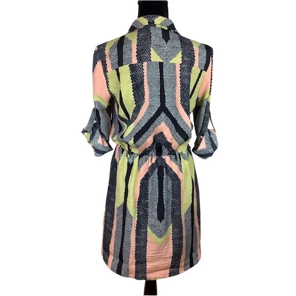 BAR III COLOURFUL PRINT BUTTON SHIRT DRESS - Picture 6 of 8